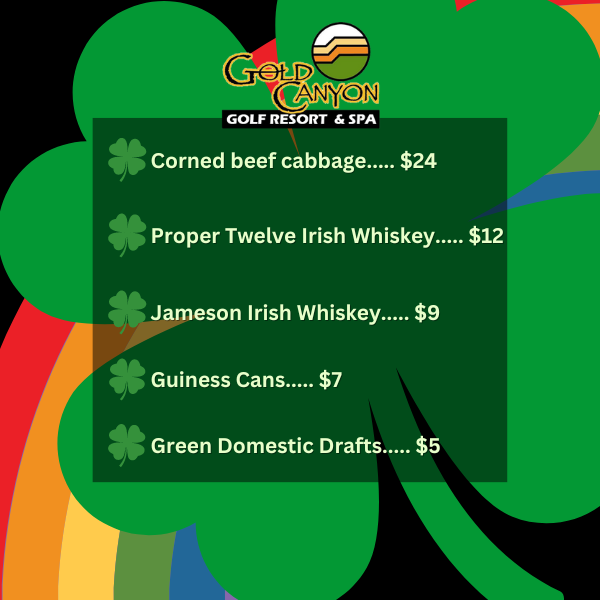 gold canyon st patricks day special menu email